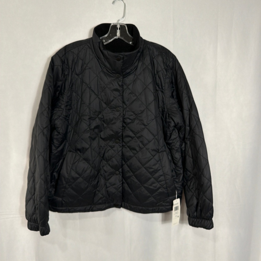 Eileen Fisher Jacket Reversible Quilted Fleece F3GGR-C2080M S/P Black Women NWT